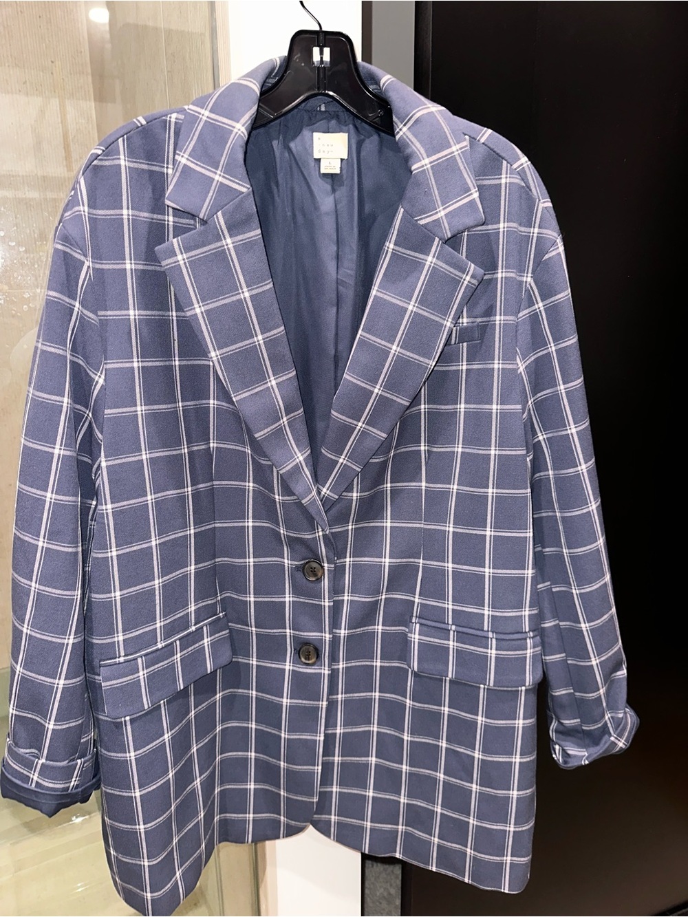 Women’s Check Oversized Blue Blazer - A Nee Day